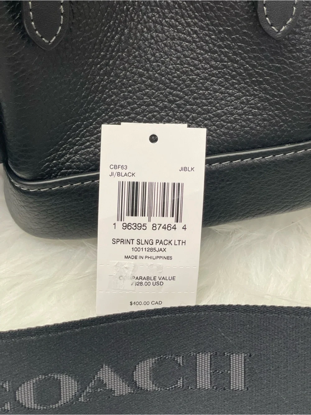 NWT Coach Sprint Sling Pack Leather CBF63 in Black